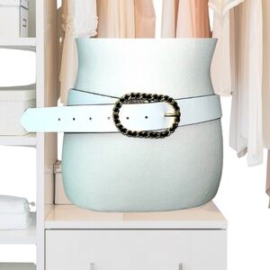 Juicy Couture Women’s Belt White & Black with Buckle, approx 36.5in or 3.5 ft